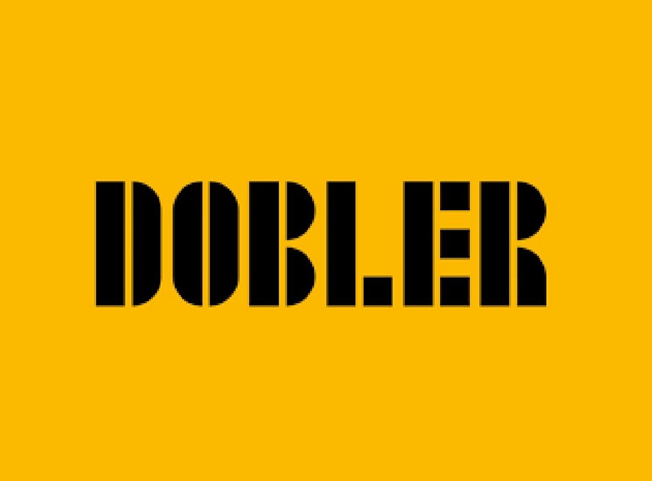 Dobler Logo mit schwarzer Schrift auf gelbem Grund